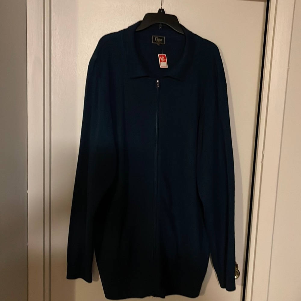 Sweater zipper two pockets Dark Green 4xL